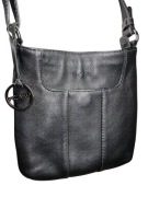 Skórzana, płaska listonoszka Picard, z brelokiem, czarna