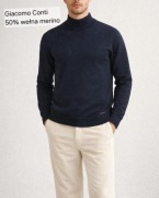 Półgolf Giacomo Conti granatowy 50 % wełna roz. M