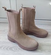 Botki Reserved nowe 39 skóra zamsz sztyblety beż brąz 