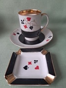 Ćmielów filiżanka i popielniczka z serwisu brydżowego