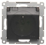 Gniazdo pojedyncze z klapką, brąz mat, metalizowany DGZ1BUZ.01/46A Simon 54