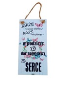 Drewniana tabliczka Jakże nie pisać wierszy… – ozdoba z sercem i motylami