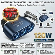 Rozdzielacz gniazda zapalniczki 12V / 24V – 120W  Super Fast Charge