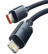 BASEUS kabel USB-C – Lightning 1m Crystal Shine do iPhone | PD 20W | szary
