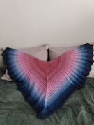 Szydełkowa ażurowa chusta - skrzydła, ombre, rękodzieło