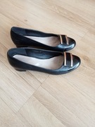 Buty niskie skórzane balerinki czółenka na słupku r. 39 