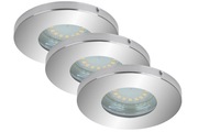 Oprawy wpuszczane LED, chromowana lampa IP44.