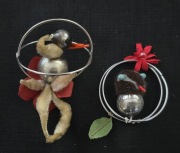 Bombki pajacyki PRL 2 szt zwierzaki ptaszek retro ozdoby choinkowe zabawki