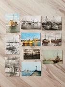 Stare pocztówki widokówki Hel 1963/68 statki port PRL zestaw 