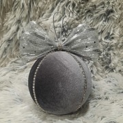 * 10 cm * Szara * Bombka welurowa - 32 kolory