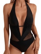 Nowy strój kąpielowy L 40 Monokini czarny siateczka jednoczęściowy black