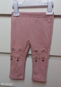 Ocieplane legginsy pudrowy róż króliczki 80 9-12m