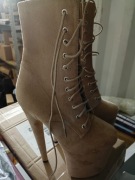 buty platformy pole dance zamszowe beżowe roz 37