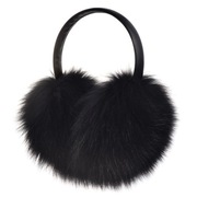 Nauszniki z prawdziwego futra lisa czarne