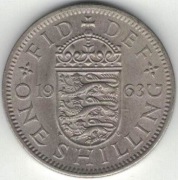 284 Wielka Brytania 1 shilling szyling 1963 herb angielski