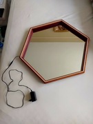 Lustro podświetlane do toaletki łazienkowe led naturalne drewno egzotyczne