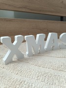 Napis XMAS Boże Narodzenie literki gips ceramiczny na stół stolik komoda