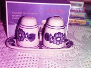 ANIA Komplet do przypraw ręcznie malowany. Pamiątka czasów PRL