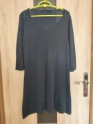 346. Szara sukienka tunika dzianinowa ze srebrną nitką rozmiar 42/44