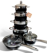 ZESTAW garnków HOFFNER HF-9969 BLACK. Do kuchenek: Gaz, indukcja, halogen