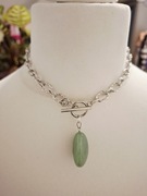 Naszyjnik handmade ze stali nierdzewnej z naturalnych kamieni awenturyn 