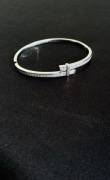 Bransoletka Bangle White Gold Look | Cyrkonie | Box | 18 cm