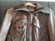 Skórzana kurtka Stradivarius M brązowa