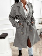 Płaszcz damski wiosenny Szary pagony 