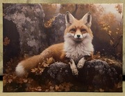 Piękny obraz myśliwski LIS Liszka. Polowanie na drapieżniki. 30x40cm. Nowy