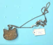 Kot głowa brązowy naszyjnik – żywica z połyskiem, artystyczna biżuteria