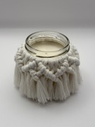 Świeca Sojowa OTULONA SPLOTEM | Magnolia & Brzoskwinia | Macrame by Ada