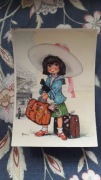 Vintage - urocza kartka, autor Michel Thomas, "Bon voyage"