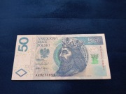 Banknot 50 zł seria AX 2017 rok