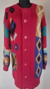 Vintage  lata 80-te długi sweter kardigan S/M moher 50%