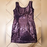 SUKIENKA FIOLET CEKINY KOKARDA