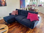 Vox Cotta, kanapa, narożnik prawy, sofa z funkcją spania, granatowa