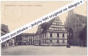 LUBSKO (SOMMERFELD) k. Żary, rynek, witryny sklepów, ratusz i kościół 1912