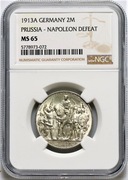 Niemcy, Królestwo Prus, Wilhelm II, 2 Marki Berlin 1913 A - NGC MS65