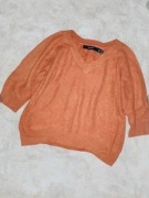 Krótki rudy sweterek, dekolt V, rękaw 3/4 rozmiar M Vero Moda