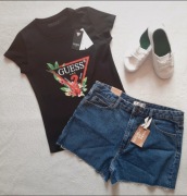 T-shirt Guess czarny, czerwony 