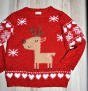 383* F&F Świąteczny sweter renifer 18/24 msc_ 86/92 cm