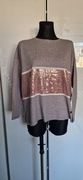 Szary sweter z cekinami, jak nowy, TU