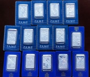 Kolekcja 14 sztabek srebrnych 1oz., Ag 999,0, PAMP S.A." Droga Krzyżowa"