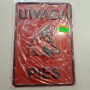 Tabliczka metalowa - UWAGA  PIES