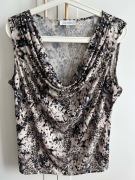 Bluzka damska lejąca w kwiaty z marszczonym dekoltem CALVIN KLEIN r. 42 XL