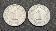 DWIE 1 Fenig, 1 Pfennig 1917 Cesarstwo Niemieckie, Aluminium STAN
