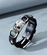 BRANSOLETKA CZARNA PASEK CZASZKA ZAPIĘCIE STANDARD DAMSKA MĘSKA 