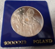 Moneta srebrna 10 000 zł 1987 Papież Jan Paweł II Lustro