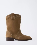 Botki Zara 35 kowbojki skórzane skóra naturalna zamszowa kozaki 