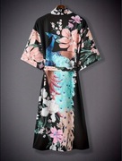 Nowe kimono narzutka szlafrok kardigan czarny w przepięknych kolorach S
